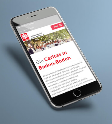 Screenshot Webseite Caritas Baden-Baden